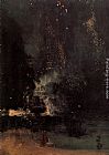 James Abbott Mcneill Whistler Famous Paintings - Nocturne in Black and Gold The Falling Rocket